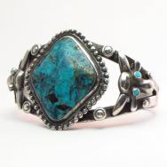 【Juan De Dios】 Atq Cow Heads Applique Cuff w/Gem TQ  c.1930～