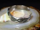 Vtg Navajo Stamped & Filed Cuff w/Sq. Gem Turquoise  c.1935～