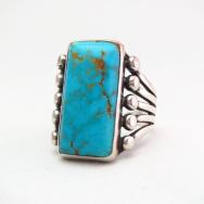 【U.S.NAVAJO 60】 Split Shank Silver Ring w/Square TQ  c.1938～
