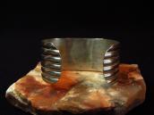 Vintage Ribbed Silver Wide Cuff Bracelet w/TQ  c.1940～