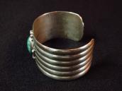 Vintage Ribbed Silver Wide Cuff Bracelet w/TQ  c.1940～