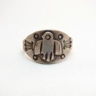 Antique Thunderbird Patched Mens Silver Tourist Ring c.1930～