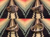 Antique Thunderbird Patched Mens Silver Tourist Ring c.1930～