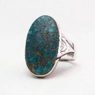 Antique High Grade Lone Mt. Turquoise Hallmarked Ring c.1940