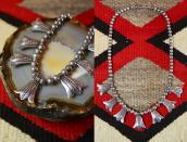 Vtg "Navajo Pearl" Beaded Necklace w/Reversible Fobs c.1950～