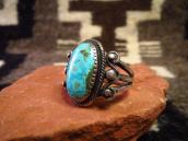 Antique Navajo Split Shank Silver Ring w/Gem #8 TQ  c.1935～