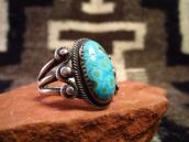 Antique Navajo Split Shank Silver Ring w/Gem #8 TQ  c.1935～