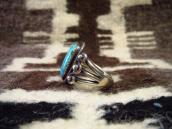 Antique Navajo Split Shank Silver Ring w/Gem #8 TQ  c.1935～