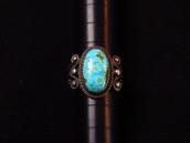 Antique Navajo Split Shank Silver Ring w/Gem #8 TQ  c.1935～