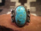 Antique Navajo Split Shank Silver Ring w/Gem #8 TQ  c.1935～