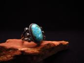 Antique Navajo Split Shank Silver Ring w/Gem #8 TQ  c.1935～