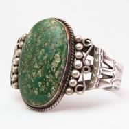 【Awa Tsireh】 Antique Cuff Bracelet w/Huge Turquoise c.1940