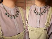Vtg "Navajo Pearl" Beaded Necklace w/Reversible Fobs c.1950～