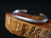 Vtg Navajo Chiseled & Stamped Silver Narrow Wire Cuff c.1950