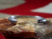 Vtg Navajo Chiseled & Stamped Silver Narrow Wire Cuff c.1950