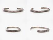 Vtg Navajo Chiseled & Stamped Silver Narrow Wire Cuff c.1950