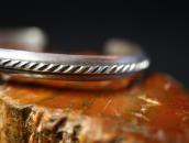 Vtg Navajo Chiseled & Stamped Silver Narrow Wire Cuff c.1950