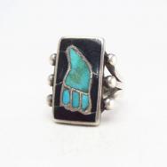 Vintage Zuni 『Rain Cloud』 Stone Inlay Silver Ring  c.1960