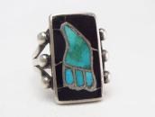Vintage Zuni 『Rain Cloud』 Stone Inlay Silver Ring  c.1960