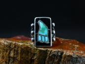 Vintage Zuni 『Rain Cloud』 Stone Inlay Silver Ring  c.1960