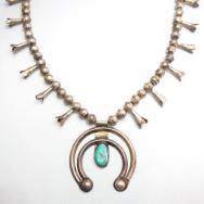 Vintage Squash Blossom Naja Necklace w/TQ  c.1940～