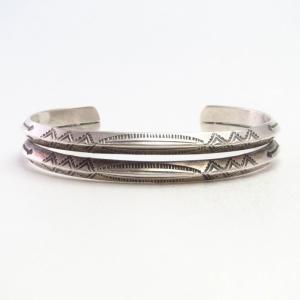 Vtg Navajo Arrows Stamped TriangleWire 2-Strand Cuff c.1930～