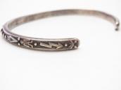 Antique Dots & Stamped Narrow Wire Cuff Bracelet  c.1940～