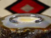 Antique Dots & Stamped Narrow Wire Cuff Bracelet  c.1940～