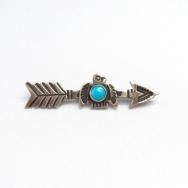 Antique Arrow & Thunderbird Silver Small Pin w/TQ  c.1935～