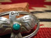Antique Navajo Thunderbird Applique Silver Pin w/TQ  c.1930～