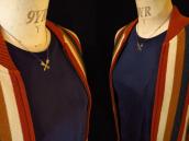 Vintage Crossed Arrows Small Fob Silver Necklace  c.1950～