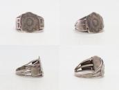 Atq Navajo Rose & 卍 Stamped Applique Worn Silver Ring c.1920