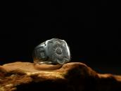 Atq Navajo Rose & 卍 Stamped Applique Worn Silver Ring c.1920