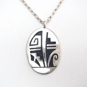 【Lawrence Saufkie】 Hopi Overlay Oval Top Necklace  c.1980～