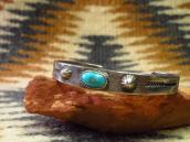 Atq Navajo Arrows Stamped Narrow Cuff Bracelet w/TQ  c.1930～