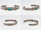 Atq Navajo Arrows Stamped Narrow Cuff Bracelet w/TQ  c.1930～