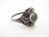 Atq 卍 WhirlingLog Applique Tourist Ring w/Turquoise  c.1930