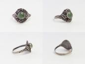 Atq 卍 WhirlingLog Applique Tourist Ring w/Turquoise  c.1930