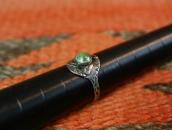 Atq 卍 WhirlingLog Applique Tourist Ring w/Turquoise  c.1930