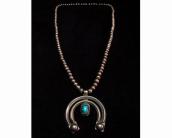 Vintage Fine Silver Beads Necklace w/Naja  c.1940