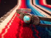 Vintage Coin Silver Narrow Cuff w/Turquoise c.1940