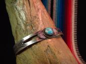 Vintage Coin Silver Narrow Cuff w/Turquoise c.1940