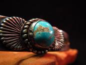 Vintage Coin Silver Narrow Cuff w/Turquoise c.1940