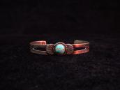 Vintage Coin Silver Narrow Cuff w/Turquoise c.1940
