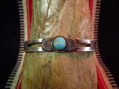 Vintage Coin Silver Narrow Cuff w/Turquoise c.1940
