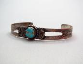 Vintage Coin Silver Narrow Cuff w/Turquoise c.1940