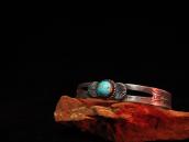 Vintage Coin Silver Narrow Cuff w/Turquoise c.1940