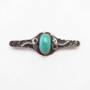 Antique Snake Applique & 卍 Stamped Pin Brooch w/TQ  c.1930