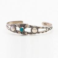 Vtg Crossed Arrows Applique Small Cuff w/Turquoise  c.1940～