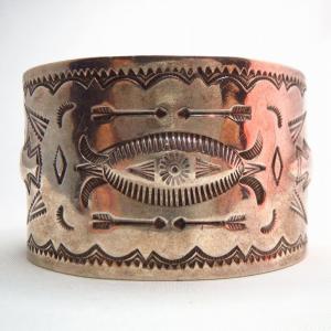 Antique Arrow &Cross stamped Wide Cuff  c.1930